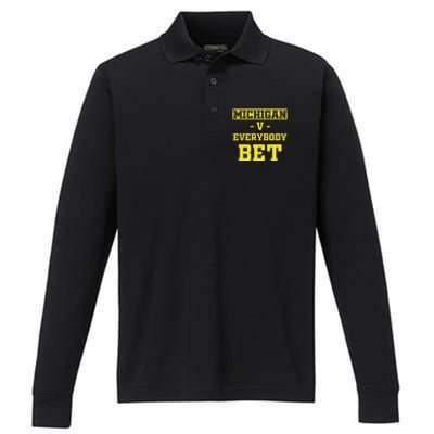 Michigan BET  Michigan BET  Performance Long Sleeve Polo