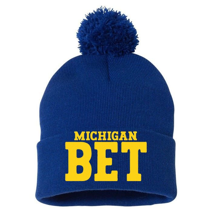 Michigan Bet Pom Pom 12in Knit Beanie