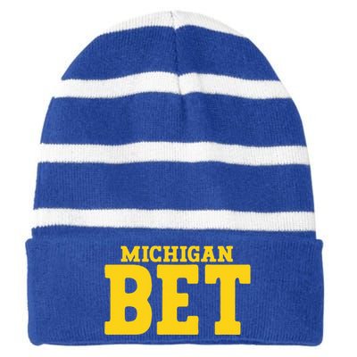 Michigan Bet Striped Beanie with Solid Band