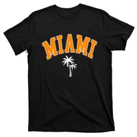 Miami Beach Mia Florida Palm Trees Usa College Font T-Shirt