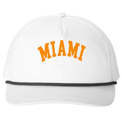 Miami Beach Mia Florida Palm Trees Usa College Font Snapback Five-Panel Rope Hat