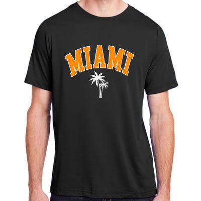 Miami Beach Mia Florida Palm Trees Usa College Font Adult ChromaSoft Performance T-Shirt