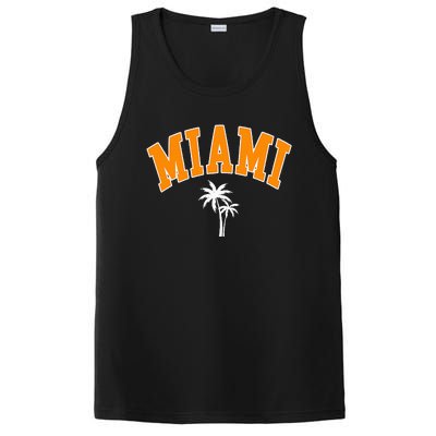 Miami Beach Mia Florida Palm Trees Usa College Font PosiCharge Competitor Tank