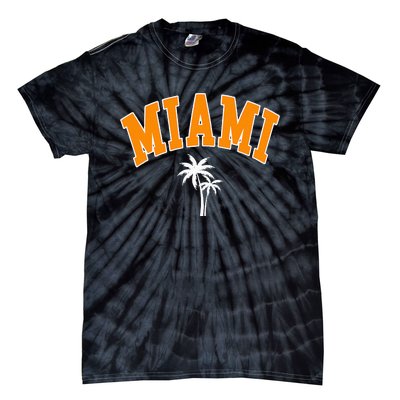 Miami Beach Mia Florida Palm Trees Usa College Font Tie-Dye T-Shirt