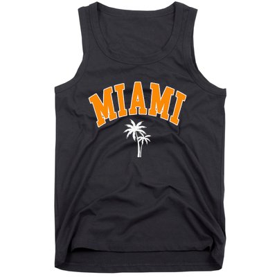 Miami Beach Mia Florida Palm Trees Usa College Font Tank Top