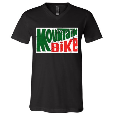 Mountain Bike Mtb Cycling Riding In Morning Dew V-Neck T-Shirt