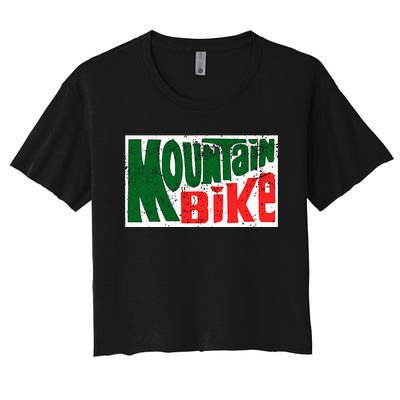 Mountain Bike Mtb Cycling Riding In Morning Dew Women's Crop Top Tee