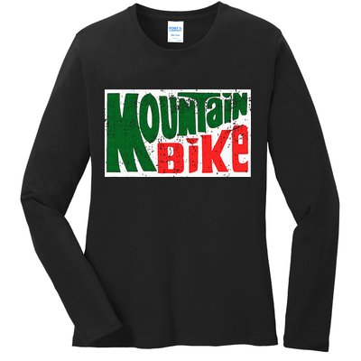 Mountain Bike Mtb Cycling Riding In Morning Dew Ladies Long Sleeve Shirt