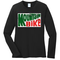 Mountain Bike Mtb Cycling Riding In Morning Dew Ladies Long Sleeve Shirt