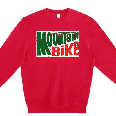 Mountain Bike Mtb Cycling Riding In Morning Dew Premium Crewneck Sweatshirt