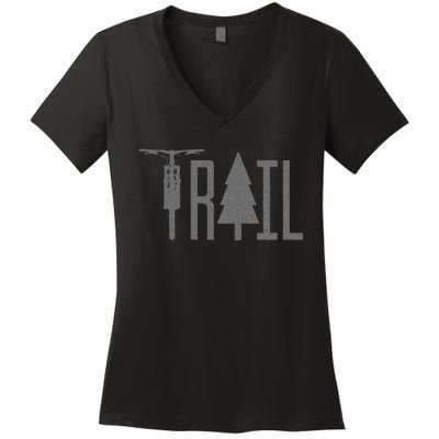 Mountain Bike MTB Downhill Biking Cycling Biker Gift Women's V-Neck T-Shirt