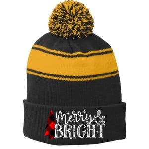 Merry & Bright Stripe Pom Pom Beanie