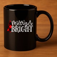 Merry & Bright 11oz C Handle Ceramic Mug