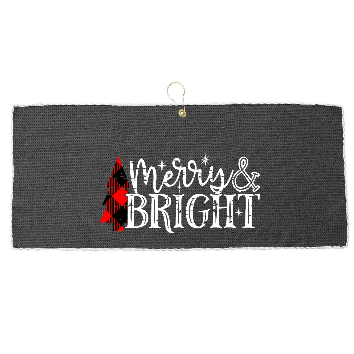 Merry & Bright Large Microfiber Waffle Golf Towel