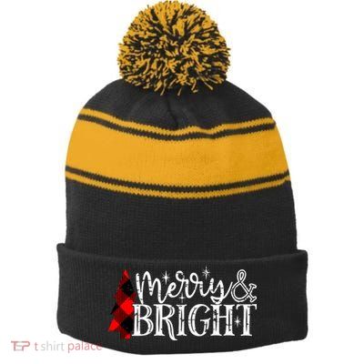 Merry & Bright Stripe Pom Pom Beanie