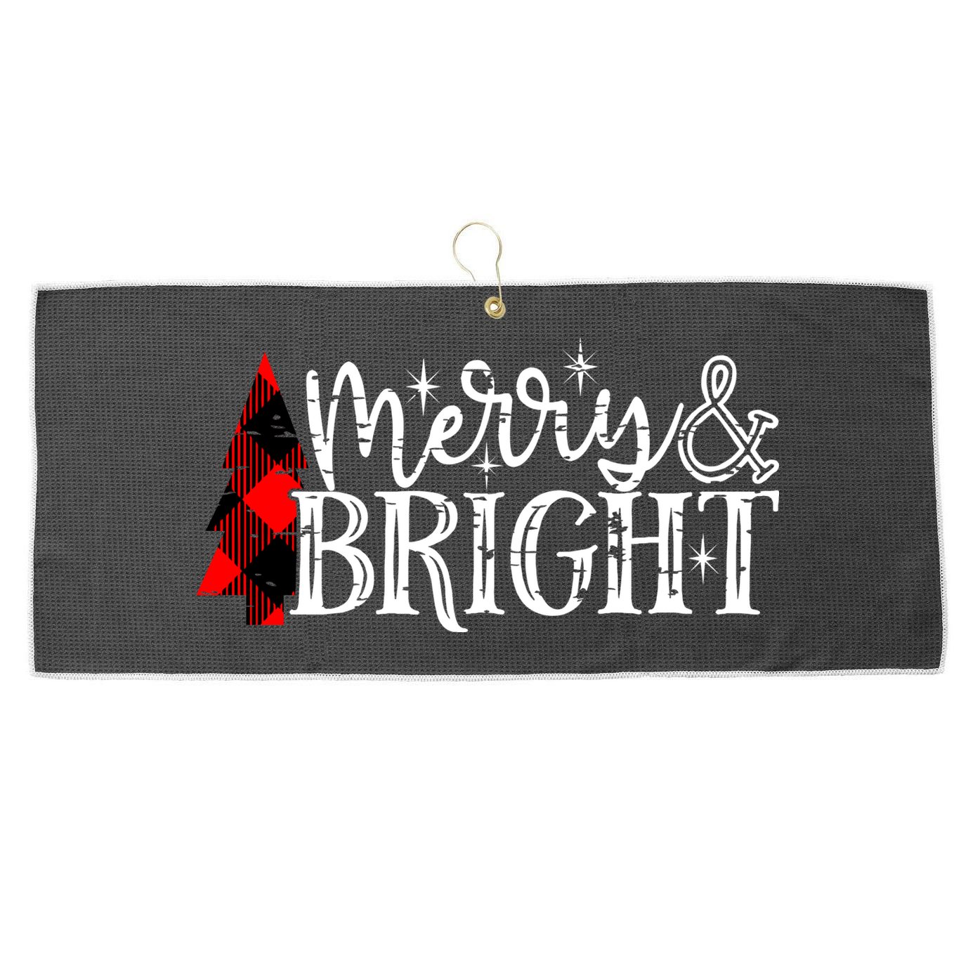 Merry & Bright Large Microfiber Waffle Golf Towel