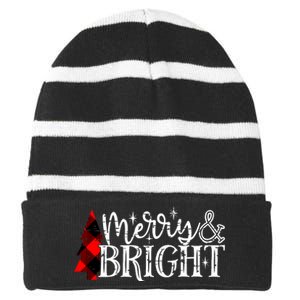 Merry & Bright Striped Beanie with Solid Band