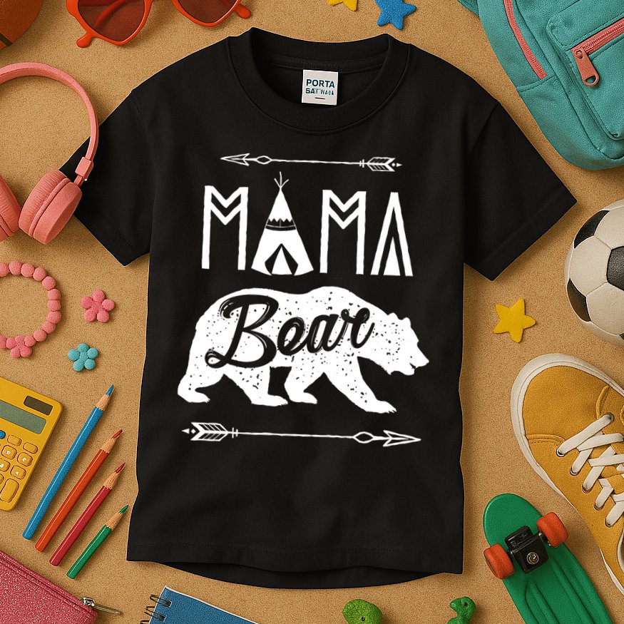 Mama Bear Mothers Day Family Matching Couple Kids T-Shirt