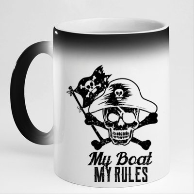 My Boat My Rules Captain Gift Boating Gift Pontoon Gift 11oz Black Color Changing Mug