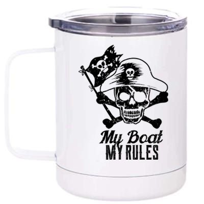 My Boat My Rules Captain Gift Boating Gift Pontoon Gift 12 oz Stainless Steel Tumbler Cup