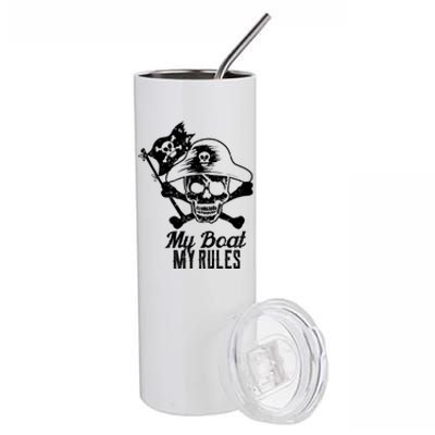 My Boat My Rules Captain Gift Boating Gift Pontoon Gift Stainless Steel Tumbler