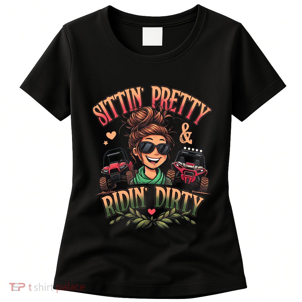 Messy Bun Mom Sunglasses Utv Offroad Sxs Life Riding Women's T-Shirt