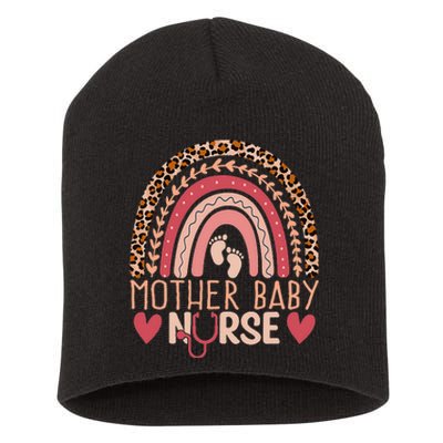 Mother Baby Nurse Rainbow Leopard Postpartum Nursing Student Short Acrylic Beanie