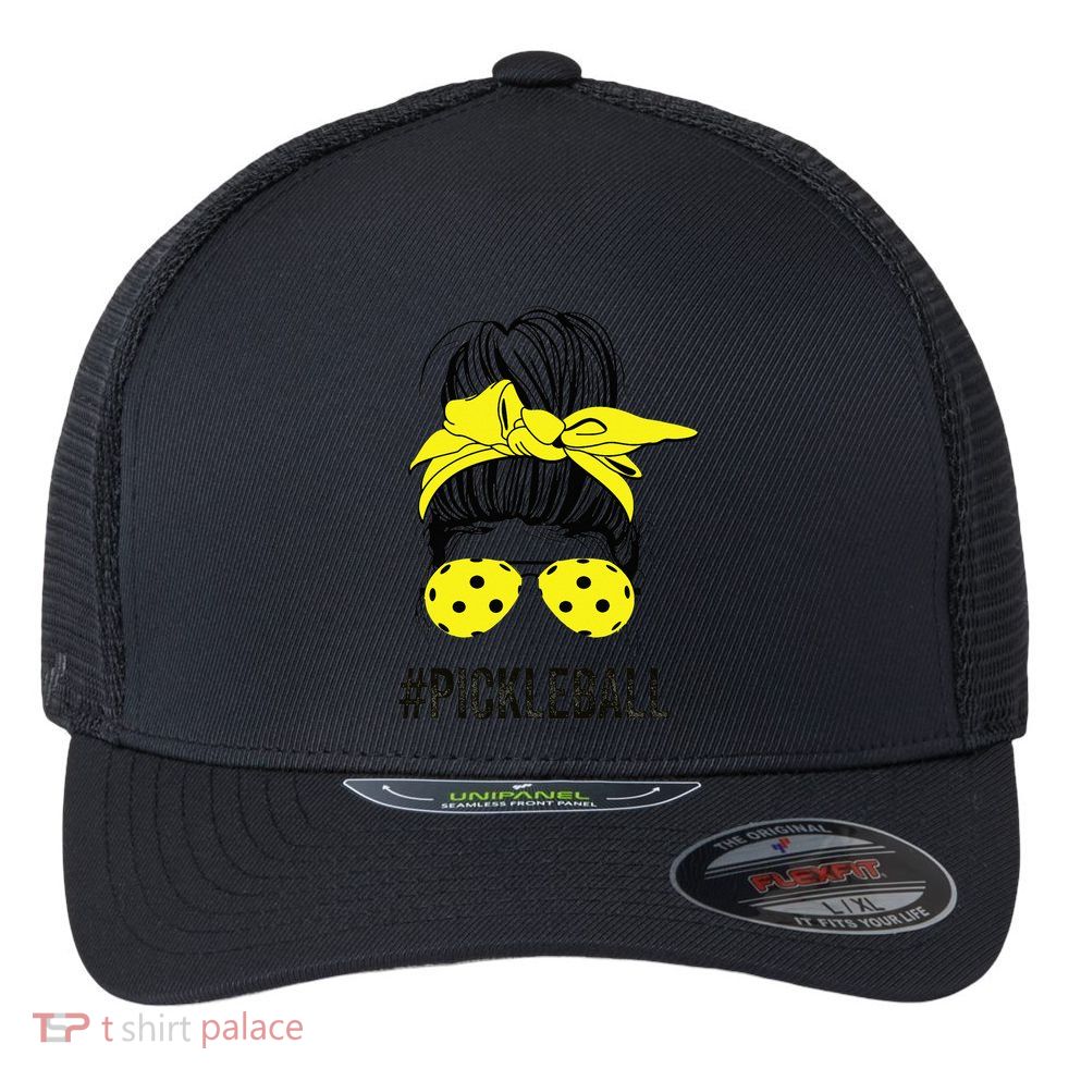 Messy Bun Number One Paddleball PickleBall Lover Flexfit Unipanel Trucker Cap