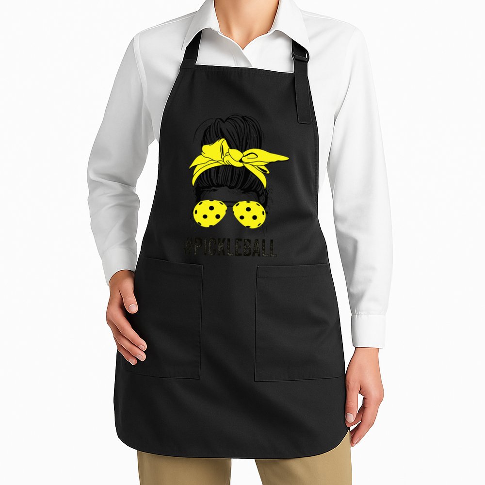 Messy Bun Number One Paddleball PickleBall Lover Apron