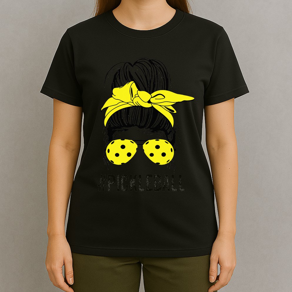 Messy Bun Number One Paddleball PickleBall Lover T-Shirt