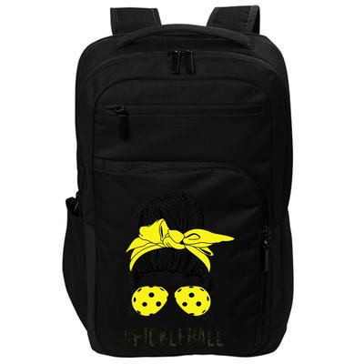 Messy Bun Number One Paddleball PickleBall Lover Impact Tech Backpack