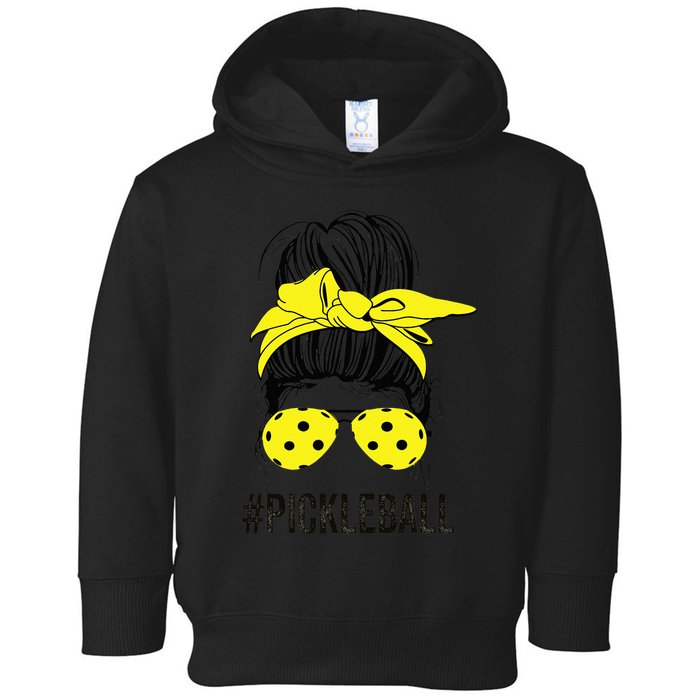 Messy Bun Number One Paddleball PickleBall Lover Toddler Hoodie