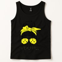 Messy Bun Number One Paddleball PickleBall Lover Tank Top