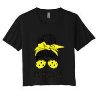 Messy Bun Number One Paddleball PickleBall Lover Women's Crop Top Tee