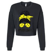 Messy Bun Number One Paddleball PickleBall Lover Cropped Pullover Crew