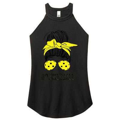 Messy Bun Number One Paddleball PickleBall Lover Women's Perfect Tri Rocker Tank
