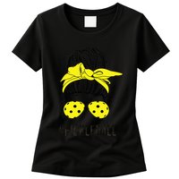 Messy Bun Number One Paddleball PickleBall Lover Womens T-Shirt