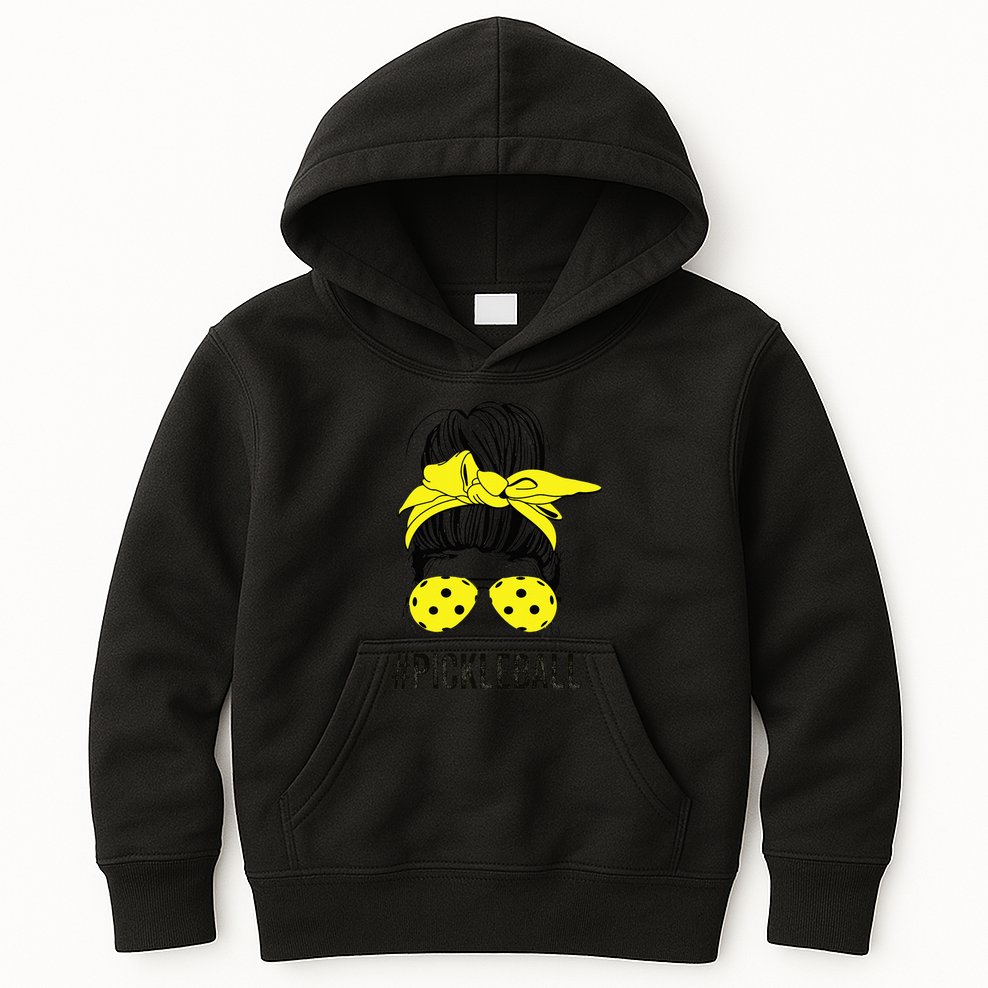 Messy Bun Number One Paddleball PickleBall Lover Kids Hoodie