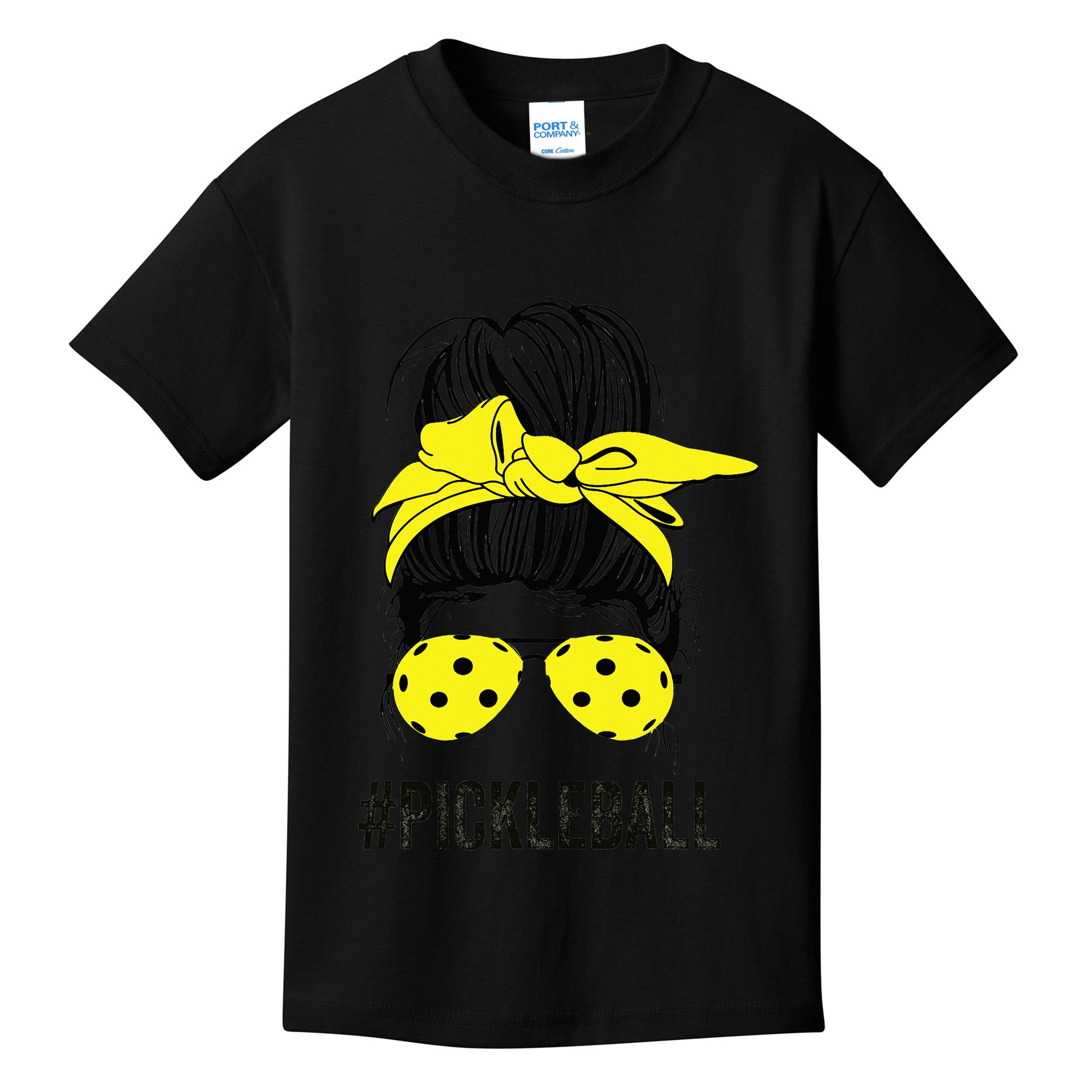 Messy Bun Number One Paddleball PickleBall Lover Kids T-Shirt