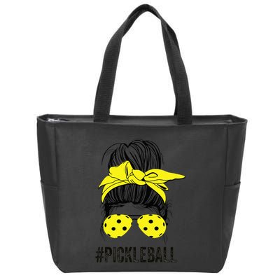 Messy Bun Number One Paddleball PickleBall Lover Zip Tote Bag