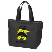 Messy Bun Number One Paddleball PickleBall Lover Zip Tote Bag