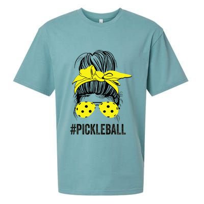 Messy Bun Number One Paddleball PickleBall Lover Sueded Cloud Jersey T-Shirt