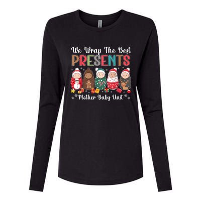 Mother Baby Nurse Christmas Mom Baby Nursing Groovy Womens Cotton Relaxed Long Sleeve T-Shirt