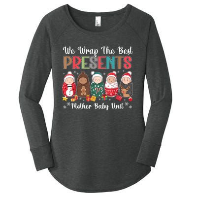 Mother Baby Nurse Christmas Mom Baby Nursing Groovy Women's Perfect Tri Tunic Long Sleeve Shirt