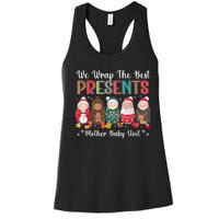 Mother Baby Nurse Christmas Mom Baby Nursing Groovy Women's Racerback Tank