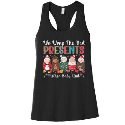 Mother Baby Nurse Christmas Mom Baby Nursing Groovy Women's Racerback Tank