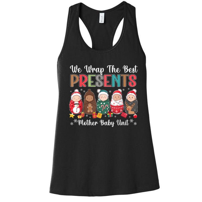 Mother Baby Nurse Christmas Mom Baby Nursing Groovy Women's Racerback Tank