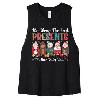 Mother Baby Nurse Christmas Mom Baby Nursing Groovy Women's Racerback Cropped Tank