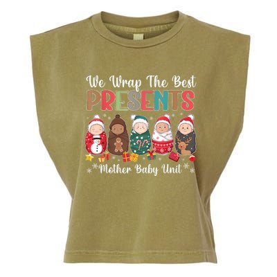 Mother Baby Nurse Christmas Mom Baby Nursing Groovy Garment-Dyed Women's Muscle Tee