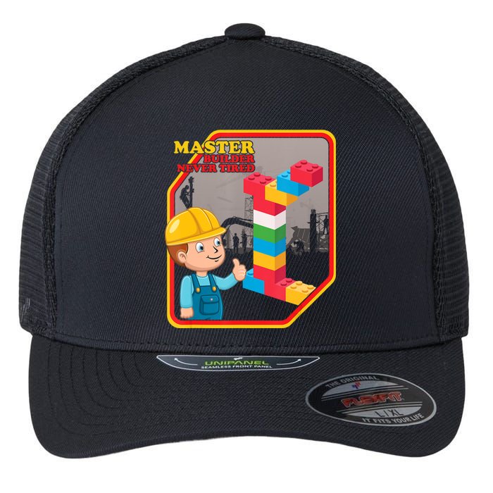 Master Builder Never Tired Construction Building Blocks Toy Flexfit Unipanel Trucker Cap